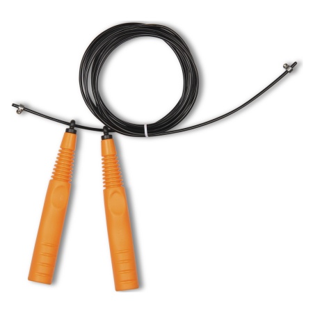 Купить Скакалка высокооборотная Кроссфит стальной шнур в оплетке 2.9 м чёрно-оранжевая в Аниве 